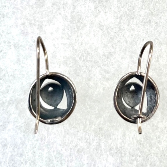 925 Sterling Silver Abstract Rose Earrings - Picture 2 of 3